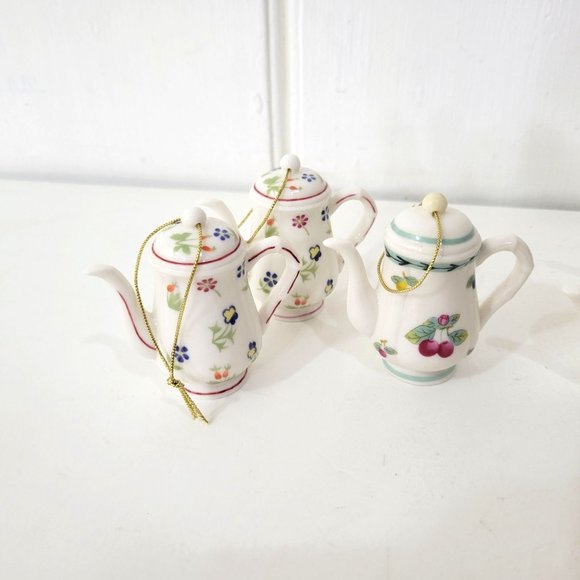 Ceramic Teapot Ornaments, Set of Nine - Picture 2 of 8